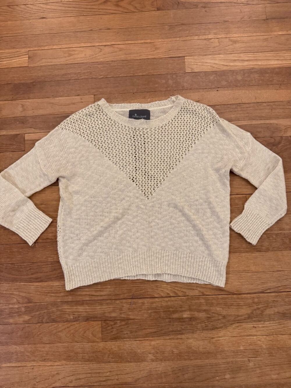 Paper Crane Women's Oatmeal Open Knit Crop Sweater - Size S
 b93
